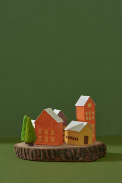 village houses mountains hills landscape 