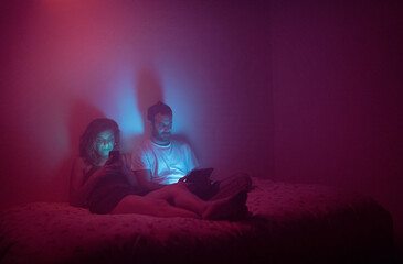Couple addicted to internet