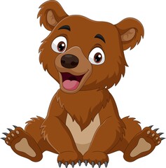 Cartoon funny little bear sitting