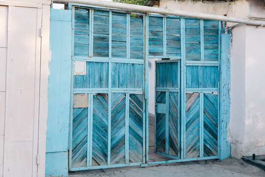 Blue Patterned Wooden Gate