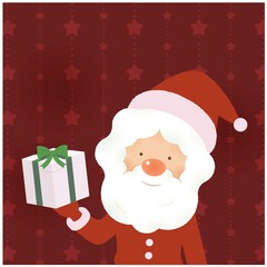 片手にプレゼントを持つサンタクロース