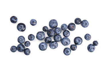 Tasty ripe bilberries on white background