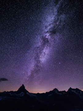 Matterhorn mountain range at night