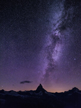 Matterhorn mountain range at night