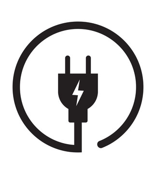 Electric plug icon. Electrical plug with lighting symbol. Green energy logo or icon vector design template with electric plugs 
