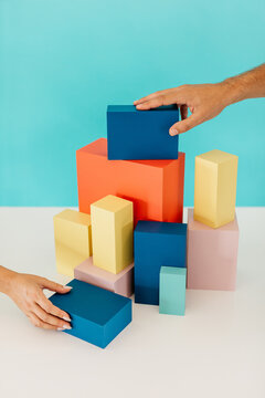 Still life of coloured blocks