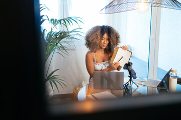 Black woman having video call