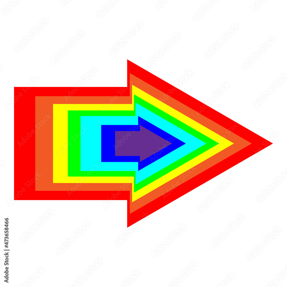 Poster colored arrow icon. modern art element. right direction. futuristic background. vector illustration.