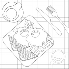 adult, children's coloring book antistress delicious food