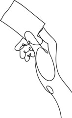 One line continuous abstract hand holding paper note