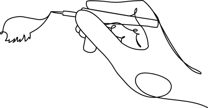 recommend clip art: One line continuous abstract hand applying eyeliner and eyeshadow makeup on woman's face