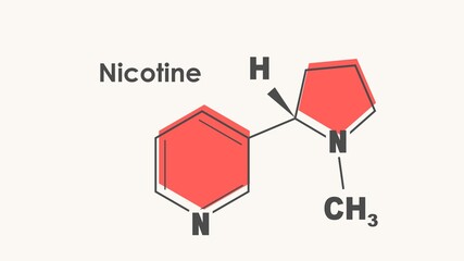 Structural chemical formula of nicotine. Infographics illustration.