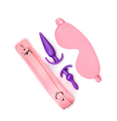 Different sex toys isolated on white