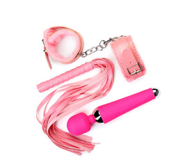 Different sex toys isolated on white