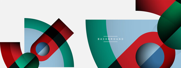Fototapeta premium Geometric abstract background. Round shapes, circles, lines composition for wallpaper banner background or landing page