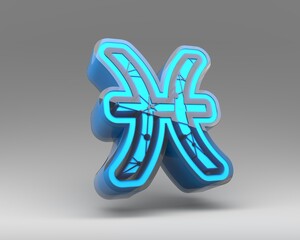 Fish zodiac symbol icon. Lines with dots connected style