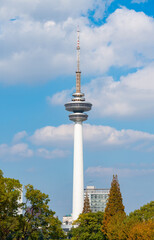 Fototapeta premium Urban environment of TV Tower in Nantong City, Jiangsu Province