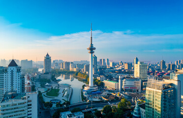 Fototapeta na wymiar Urban environment of TV Tower in Nantong City, Jiangsu Province