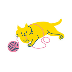 毛糸で遊ぶ猫のイラスト