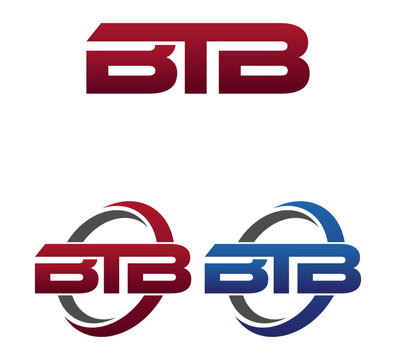 Modern 3 Letters Initial logo Vector Swoosh Red Blue BTB