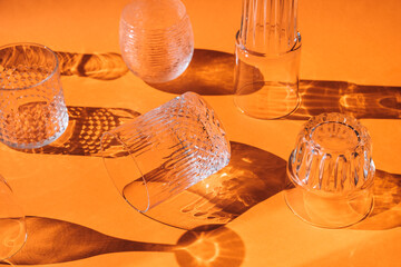 Glasses on an orange background