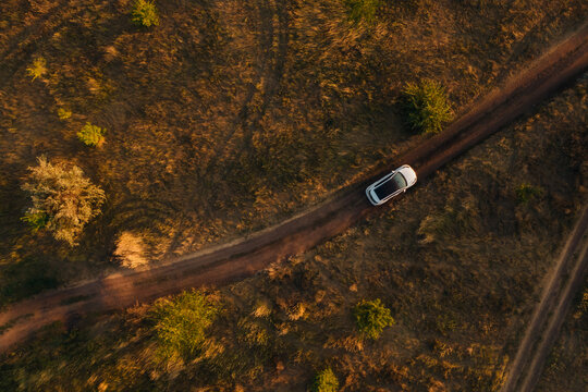 white Car with sunroof top-down view