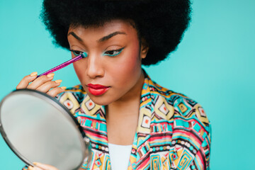Woman applying make Up