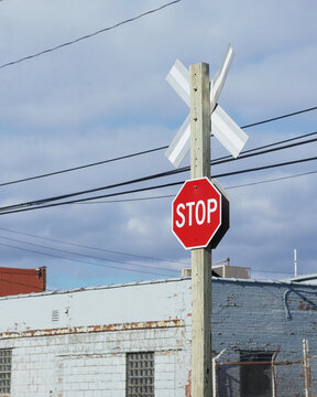 Train Track Stop Sign 