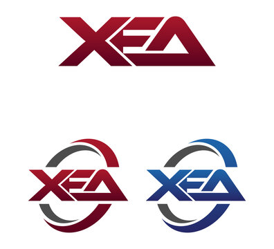 Modern 3 Letters Initial logo Vector Swoosh Red Blue XEA