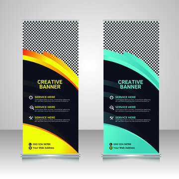 retractable banner design template vector file