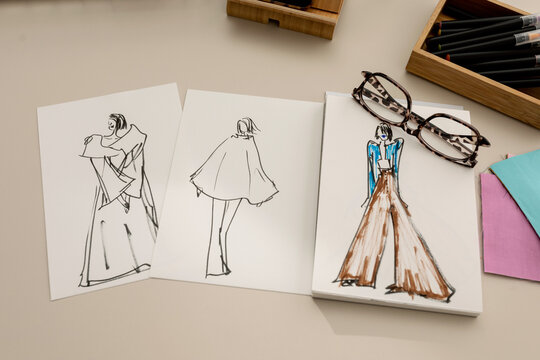 Figurines on paper top view