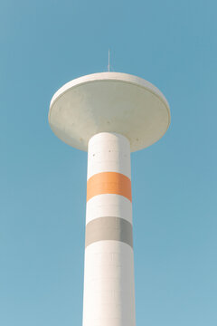 Look at the water tower from a low angle.