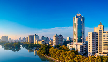 Fototapeta na wymiar Urban environment of Haohe scenic spot, Nantong City, Jiangsu Province