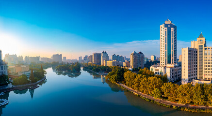 Obraz premium Urban environment of Haohe scenic spot, Nantong City, Jiangsu Province