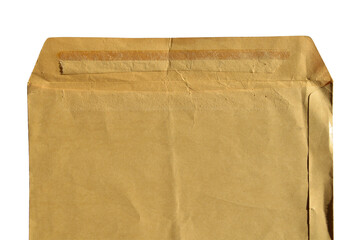 Brown and beige cardboard paper mail envelope on a white background