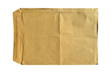 Brown and beige cardboard paper mail envelope on a white background