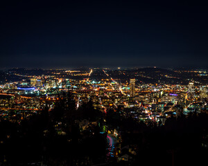 Portland Oregon city lights during the blue hour