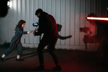 Cinematographer films young dancer