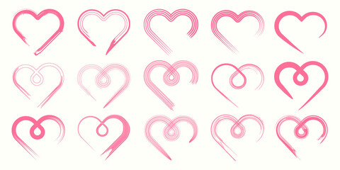 heart logo with brush style vector illustration design.
