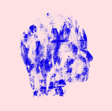 Reflex Blue Head imprint on Pink