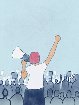 Protester and crowd
