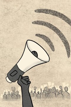 Megaphone protest concept