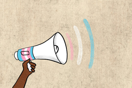Trans rights megaphone
