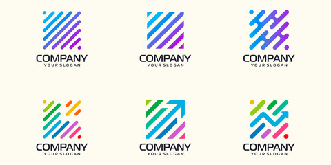 Obraz premium set of symbols abstract technology digital, biotechnology, tech icons logo design template.