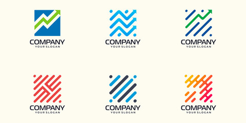 set of symbols arrow technology digital, biotechnology, tech icons logo design template.