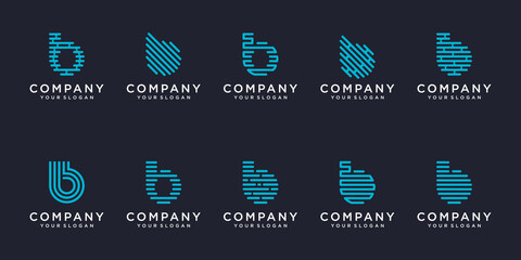simple logotype icon set, letter b combined element digital or data. logo design template © POLLARIZE