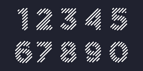 simple number icon set, number 1 to 10 combined element digital or data. logo design template