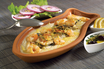 Baked seabass with sala