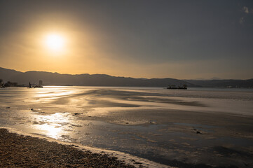 Fototapeta premium 諏訪湖の夕景