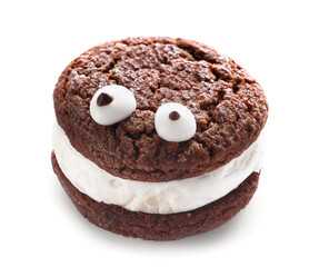Funny cookie on white background